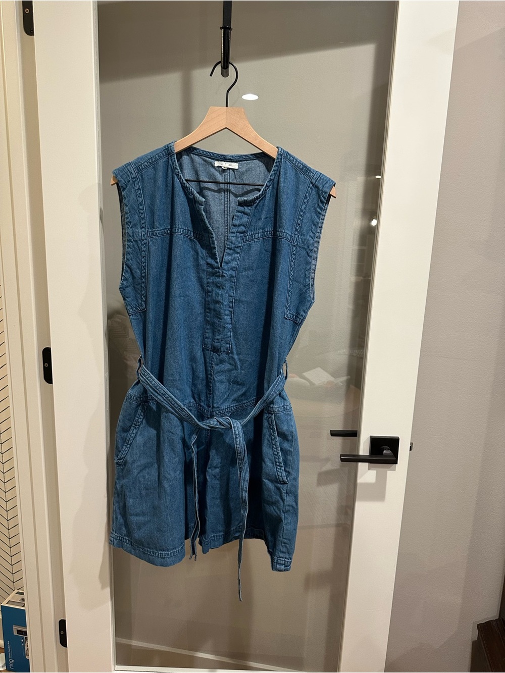 Maurices Blue Sleeveless Denim Tie-Waist Mini Dress